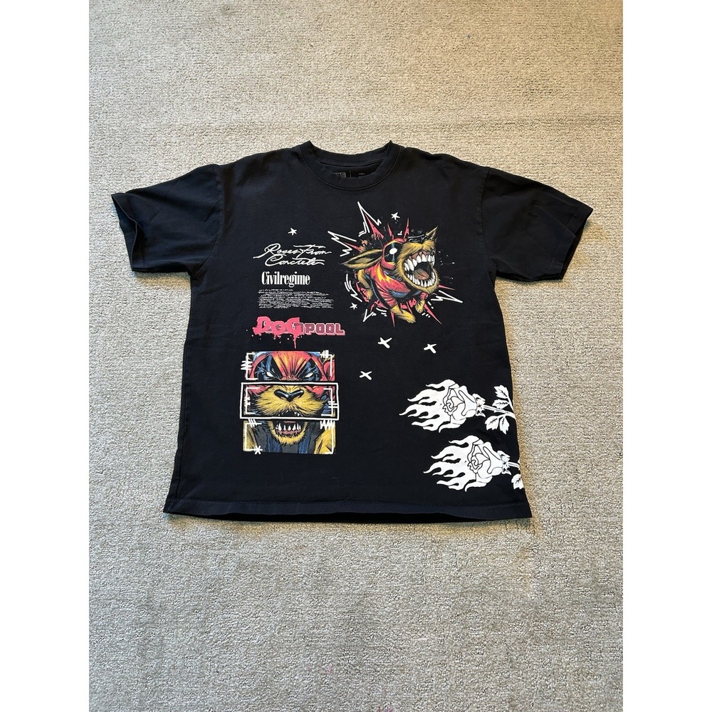 CivilRegime X Marvel Deadpool/Dogpool - Black T-shirt Mens Large Designer Boxy